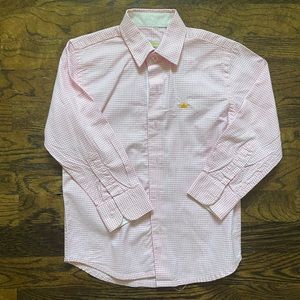 Pink gingham button down shirt; size 4T